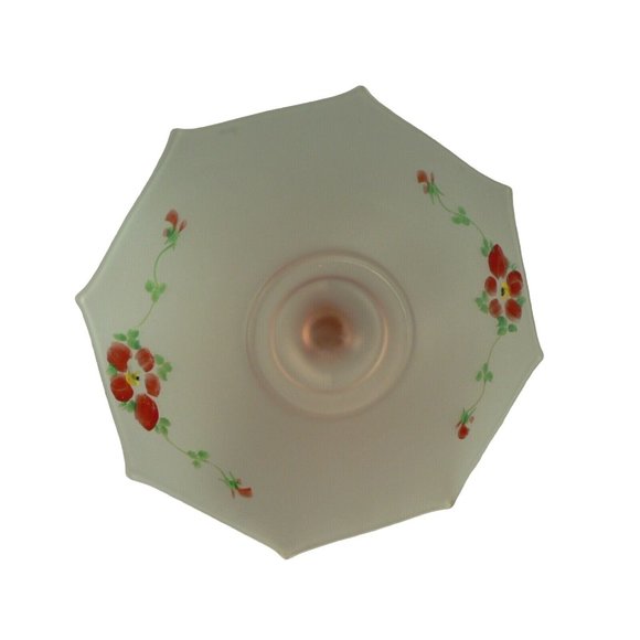 Server Depression Glass Frosted Pink Octagonal Sandwich Dessert Hand Painted 8 s - Picture 6 of 12
